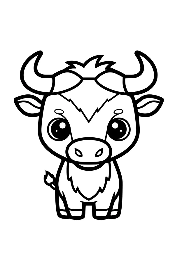Free Wildebeest Coloring Page - Cute Big-Eyed Cartoon (Printable PDF)
