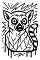 Free Lemur Coloring Page - Wide-Eyed Lemur With Stripey Tail (Printable PDF)