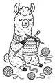 Free Llama Coloring Page - Cute Knitting Llama in Sweater (Printable PDF)