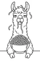 Free Llama Coloring Page - Silly Spaghetti Snack Scene (Printable PDF)