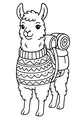 Free Llama Coloring Page - Cozy Hiking Llama in Sweater (Printable PDF)