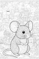 Free Mouse Coloring Page - Town Mouse in a Whirling City (Printable PDF)