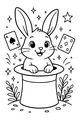 Free Rabbit Coloring Page - Magician Bunny Popping From Top Hat (Printable PDF)