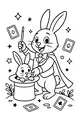 Free Rabbit Coloring Page - Magician Bunny Pulling a Hat Trick (Printable PDF)