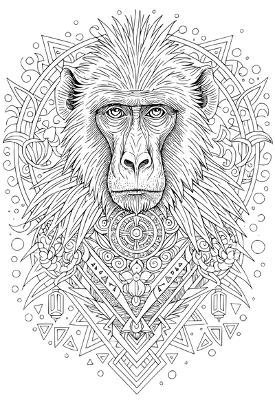 Free Baboon Coloring Page - Intricate Jungle Mandala Face (Printable PDF)