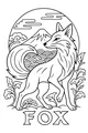 Free Fox Coloring Page - Mountain Scene With Swishy Tail (Printable PDF)