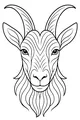 Free Goat Coloring Page - Wise Goat Face With Curved Horns (Printable PDF)