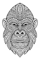 Free Gorilla Coloring Page - Jungle King Face with Zigzag Patterns (Printable PDF)