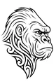 Free Gorilla Coloring Page - Tribal Swirl Profile Art (Printable PDF)