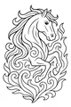 Free Horse Coloring Page - Rearing Horse With Swirling Mane (Printable PDF)