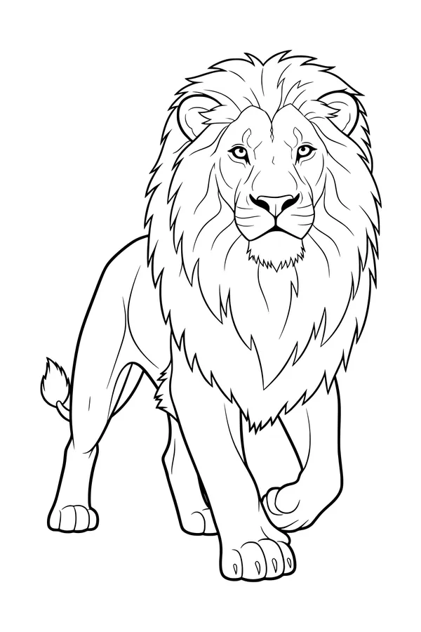 Free Lion Coloring Page - Majestic Male with Fuzzy Mane (Printable PDF)