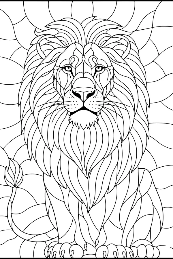Free Lion Coloring Page - Majestic Lion With Flowing Mane (Printable PDF)