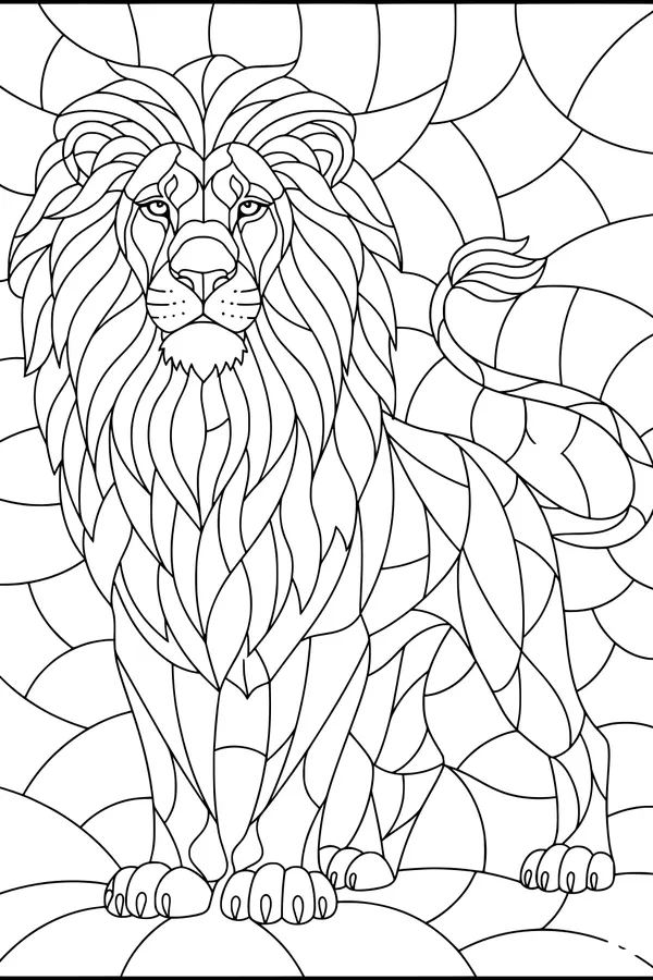 Free Lion Coloring Page - Grand Mane in the Sunlight (Printable PDF)