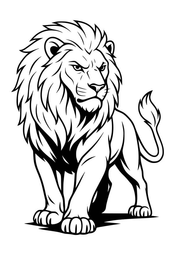 Free Lion Coloring Page - Majestic Lion With Fluffy Mane (Printable PDF)