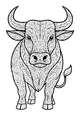 Free Bull Coloring Page - Swirly Horns and Leafy Patterns (Printable PDF)