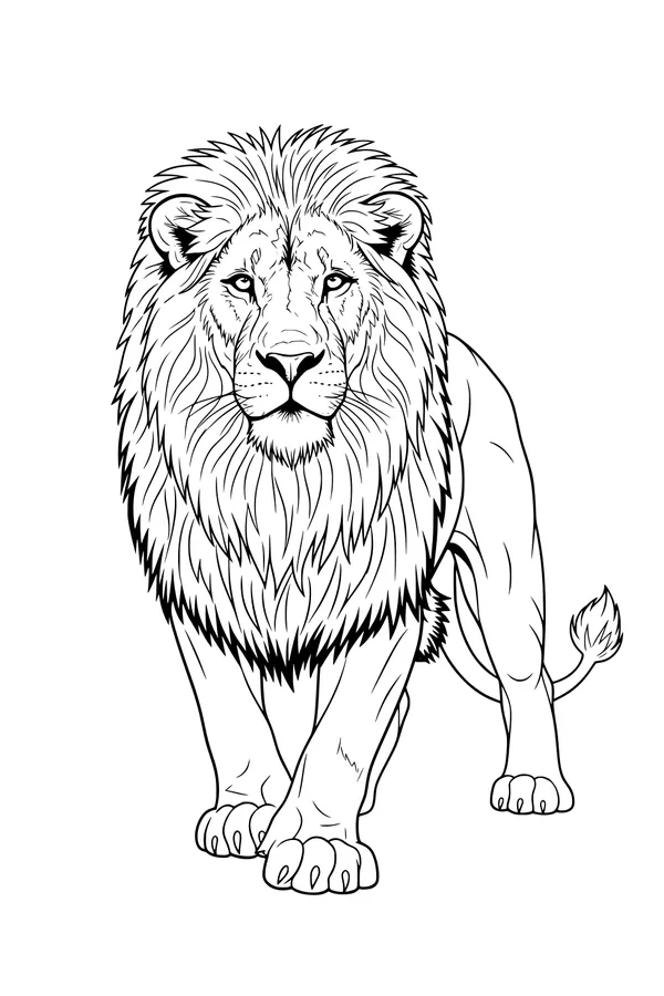 Free Lion Coloring Page - Majestic Lion with Fluffy Mane (Printable PDF)