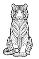 Free Tiger Coloring Page - Cute Stripey Tiger Sitting (Printable PDF)