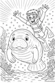 Free Manatee Coloring Page - Snorkeling Boy Underwater Adventure (Printable PDF)