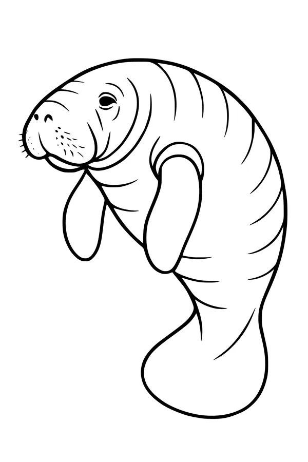 Free Manatee Coloring Page - Gentle Ocean Giant Swimming (Printable PDF)