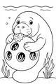 Free Manatee Coloring Page - Hugging Coral Underwater (Printable PDF)
