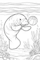 Free Manatee Coloring Page - Playful Underwater Beach Ball Scene (Printable PDF)