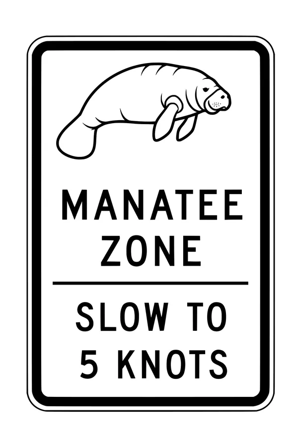 Free Manatee Coloring Page - Manatee Zone Slow-Down Sign (Printable PDF)