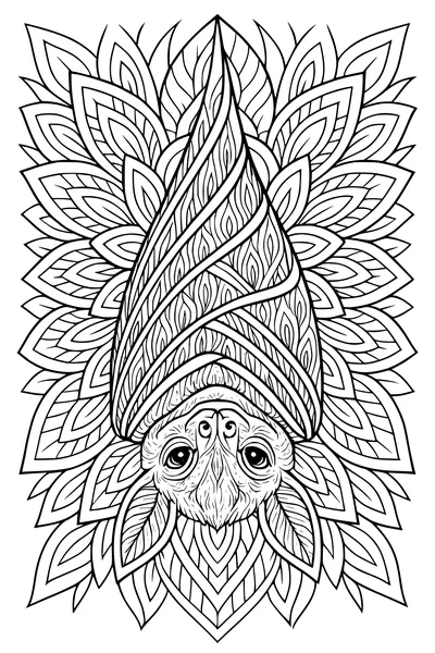 Free Bat Coloring Page - Cozy Nap in Leafy Maze (Printable PDF)