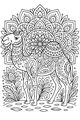 Free Camel Coloring Page - Mandala Camel in a Leafy Garden (Printable PDF)
