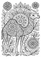 Free Camel Coloring Page - Mandala Camel in Blooming Garden (Printable PDF)