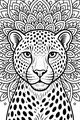 Free Cheetah Coloring Page - Realistic Cheetah With Mandala Background (Printable PDF)