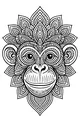 Free Monkey Coloring Page - Smiling Jungle Face With Leafy Crown (Printable PDF)
