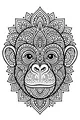Free Monkey Coloring Page - Intricate Mandala Face Design (Printable PDF)