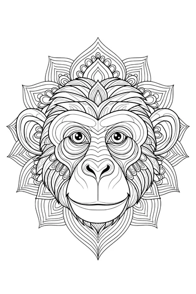 Free Monkey Coloring Page - Mandala Mane Face Design (Printable PDF)