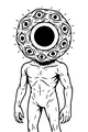 Free Alien Coloring Page - Many-Eyed Humanoid Visitor (Printable PDF)