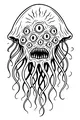 Free Kraken Sea Monster Coloring Page - Many-Eyed Jellyfish-Headed Beast (Printable PDF)