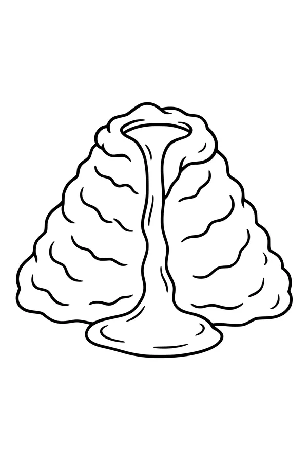 Free Mashed Potatoes Coloring Page - Gravy Falls on Fluffy Thanksgiving Mound (Printable PDF)