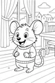 Free Mouse Coloring Page - Cozy Sweater in a Cheerful Room (Printable PDF)