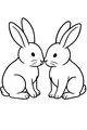 Free Rabbit Coloring Page - Two Bunny Friends Nose to Nose (Printable PDF)
