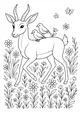 Free Gazelle Coloring Page - Meadow Walk With Birds And Butterflies (Printable PDF)