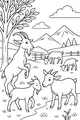 Free Goat Coloring Page - Five Goats in a Mountain Meadow (Printable PDF)