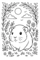 Free Guinea Pig Coloring Page - Sunny Garden Scene (Printable PDF)