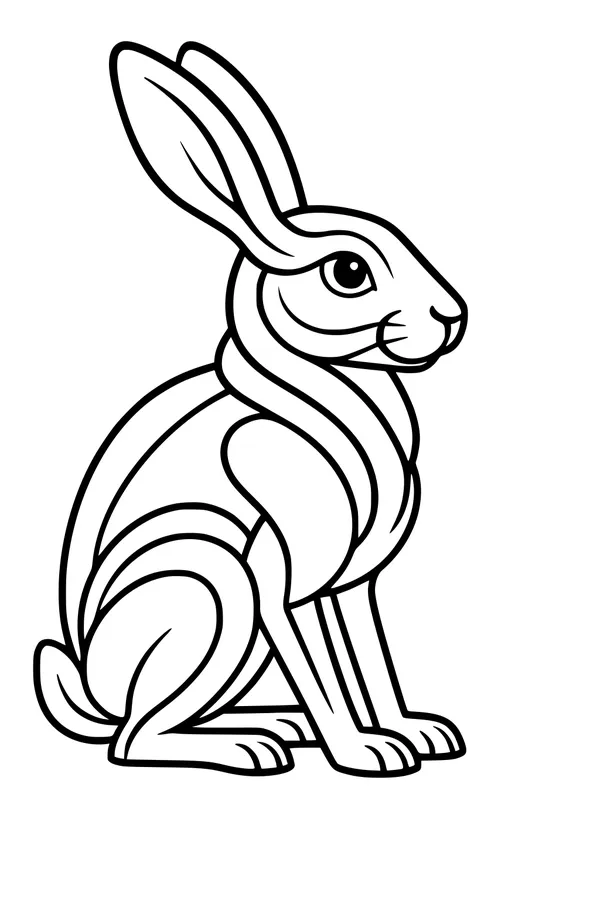 Free Hare Coloring Page - Sitting Meadow Bunny (Printable PDF)