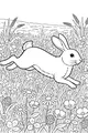 Free Rabbit Coloring Page - Bunny Hopping Through Wildflower Meadow (Printable PDF)