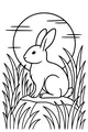 Free Rabbit Coloring Page - Bunny on Meadow Stone at Sunrise (Printable PDF)