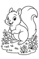 Free Squirrel Coloring Page - Sunny Meadow With Flowers (Printable PDF)