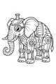 Free Elephant Coloring Page - Steampunk Mechanical Parade (Printable PDF)