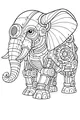 Free Elephant Coloring Page - Mechanical Robot With Shiny Gears (Printable PDF)