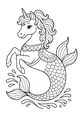 Free Mermaid Unicorn Coloring Page - Rearing Sea Siren With Splashing Tail (Printable PDF)