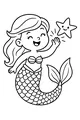 Free Mermaid Coloring Page - Little Siren Waving to Starfish (Printable PDF)