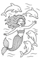 Free Mermaid Coloring Page - Dancing With Dolphin Friends (Printable PDF)